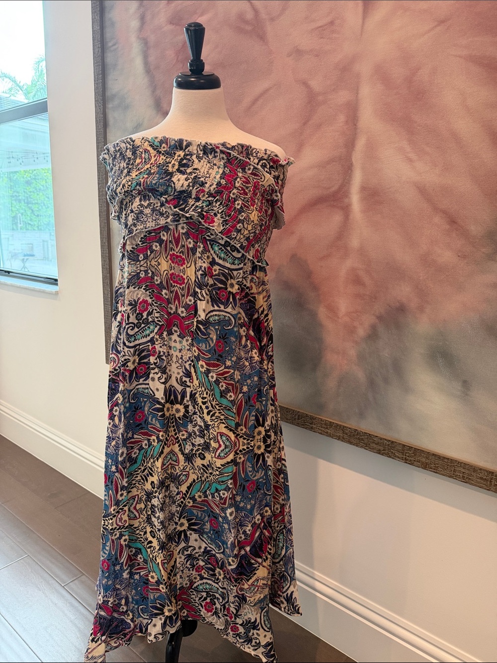 Anthropologie Off the Shoulder Floral Paisley Maxi Dress